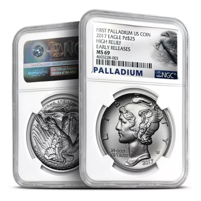 2017 $25 Palladium Eagle ✪ Ngc Ms-69 ✪ 1 Oz Coin High Relief Early Er ◢Trusted◣