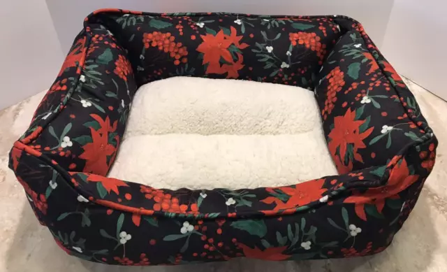 Christmas Pet Bed Small Super Soft Cushion Holiday Home Canvas Machine Washable