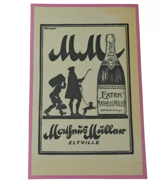 Alte Werbung Reklame Anzeige MM Sekt Matheus Müller um 1919 180g/m² Karton