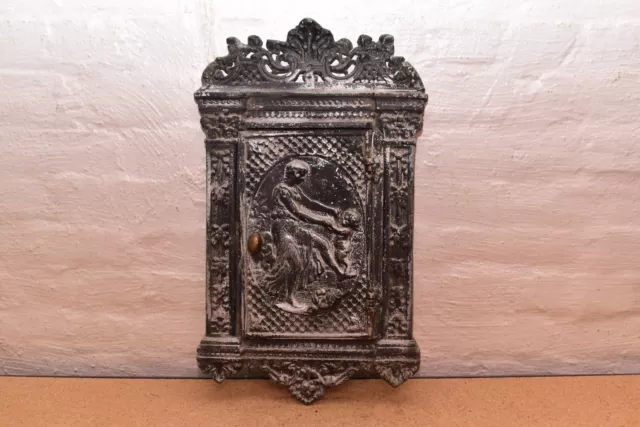 ATQ Victorian Cast Iron Wall Door Medicine Cabinet Front Art Nouveau Ornate VTG