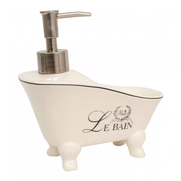 Dispenser sapone liquido porcellana bianco LE BAIN bagno shabby 17x9x16 VASCA