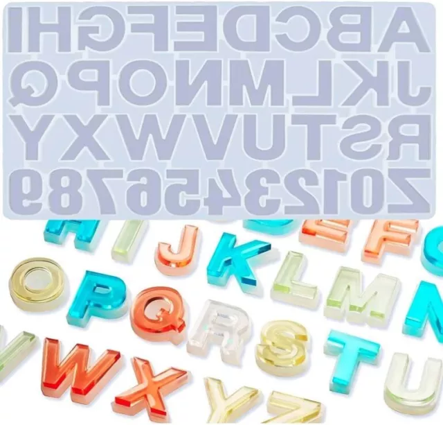 Stampo in silicone alfabeto numeri per resina forma lettere INVERSO