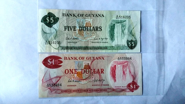 guyana 1 and 5 dollars