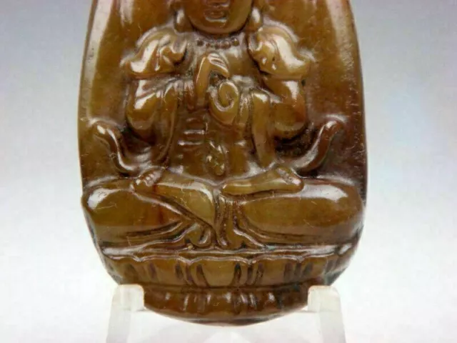 VINTAGE NEPHRITE JADE Hand Carved *Kwan-Yin Buddha Praying* Pendant ...