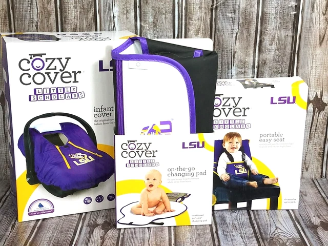 LSU BABY SET=Carseat Cover/Changing Pad/Portable Easy Seat=New in boxes