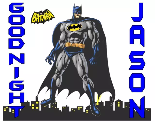 BATMAN PILLOWCASE Personalized #3 "GOODNIGHT" Any NAME Super Soft Super Hero