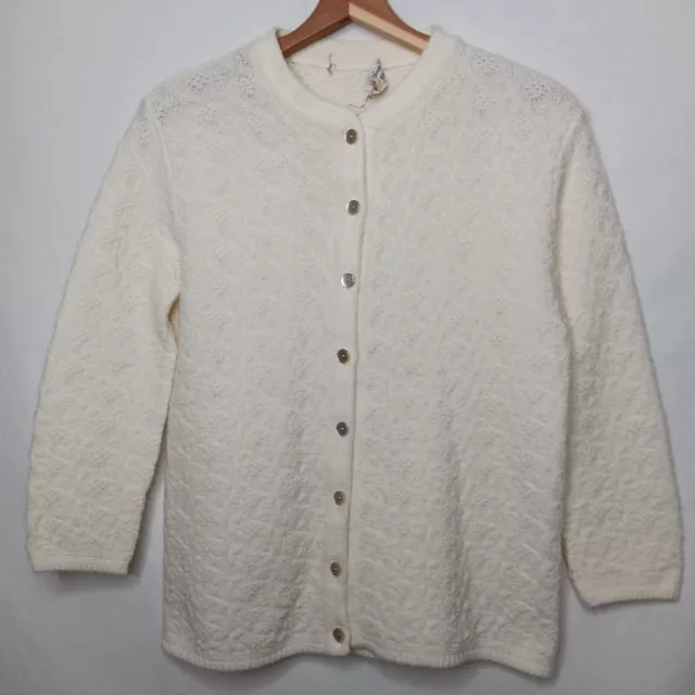 Vintage Sweater Bee by Banff S/M Cardigan Cream Off White Button Down Knit