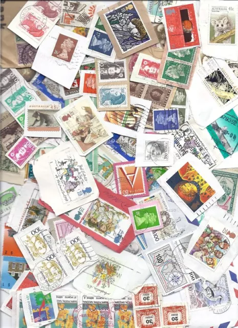 Worldwide Stamp Lot on Paper 1 lb/16+ oz. 20th cent. Many countries. Great mix!