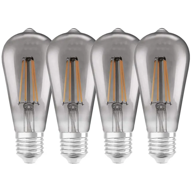 4 x LED Filament Smart+ Edison ST64 6W E27 Rauchglas warmweiß Dimmbar Bluetooth