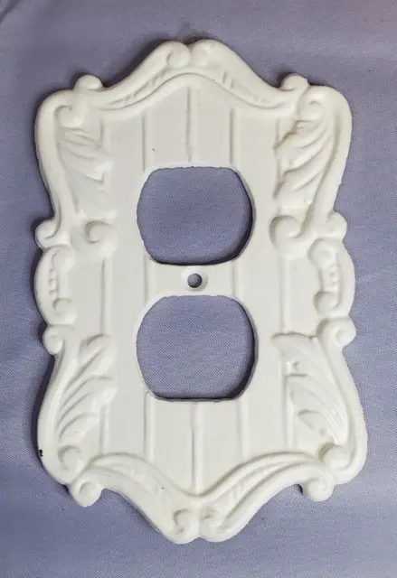 Cast Iron Metal White Outlet Plate Cover Ornate Victorian Cottagecore Farmhouse