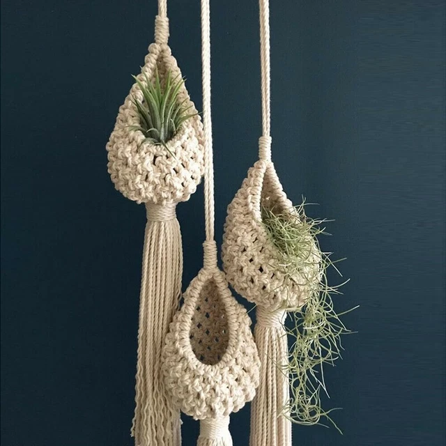 Macrame appendiabiti vaso da fiori corda appesa co... – Grandado