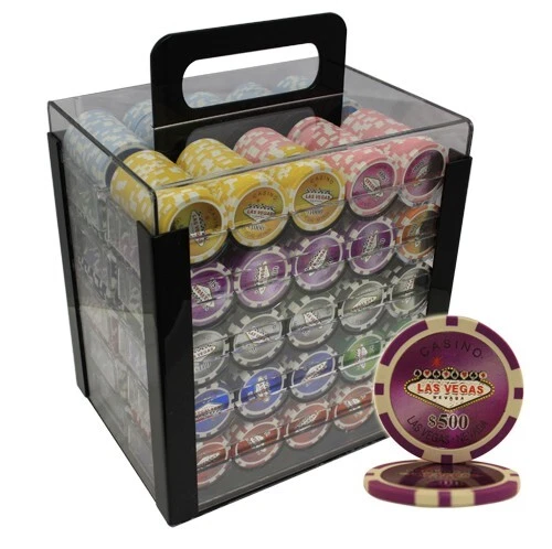 Mrc Poker 1000Pcs 14G Las Vegas Poker Chips Set With Acrylic Case & Chips Tray