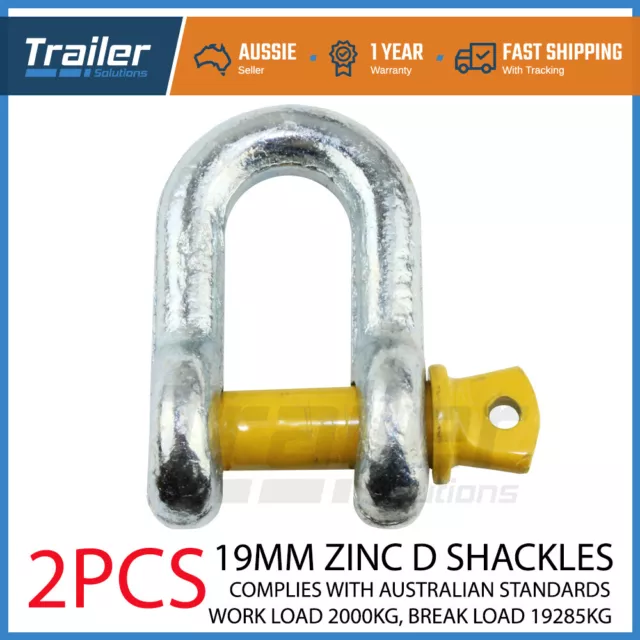 2 X D Shackle 19Mm Rated 4.75T Fits Arb, Tjm Trailer Boat Caravan