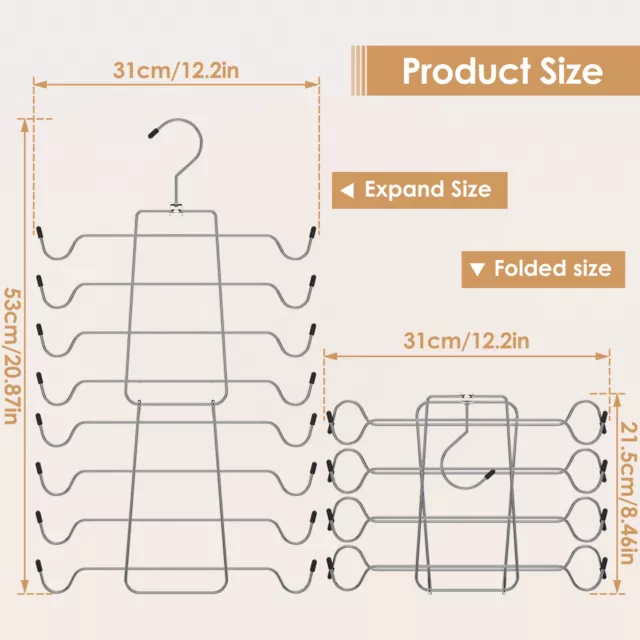 2 Pcs Tank Top Hanger Metal Foldable Bra Organizer 8 Layer Space Saving SuxBm^