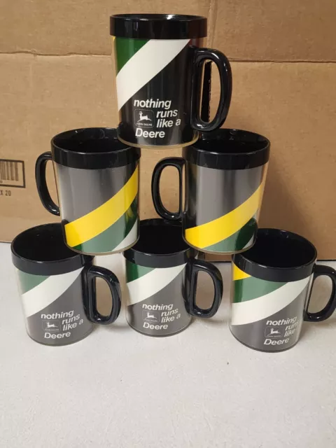 Vintage Thermo Serv John Deere Coffee Mugs - Set Of 6, New Unused Old Stock