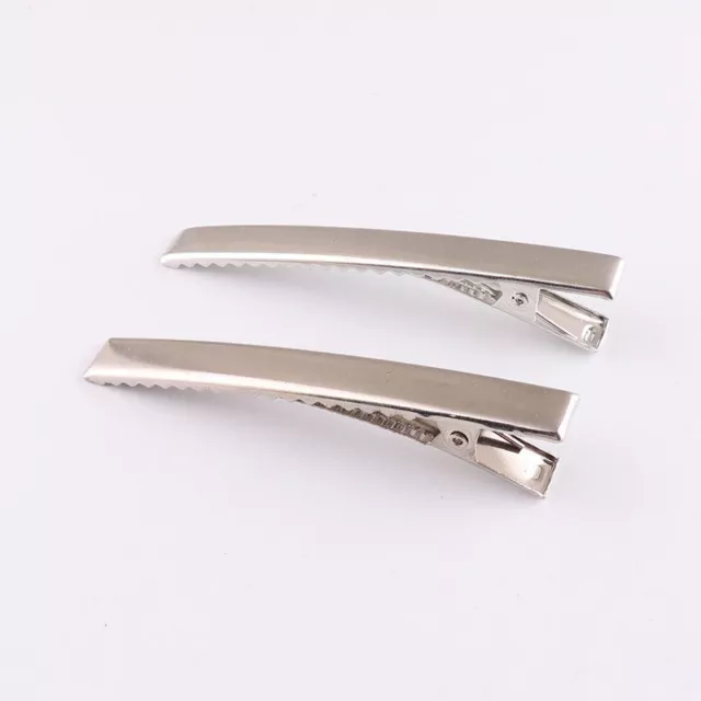 Silver Alligator Hair Clips 45mm Metal Crocodile Bows Barrette