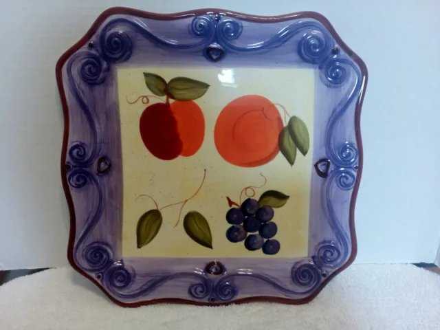 Tabletop Medici Unlimited Square Fruit Dinner Plate Purple Rim