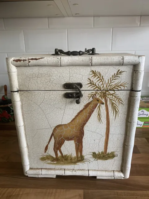 Vintage einzigartige Giraffe antik 1940er Jahre Vinyl Schallplatte Tragetasche Aufbewahrung Schallplattenbox