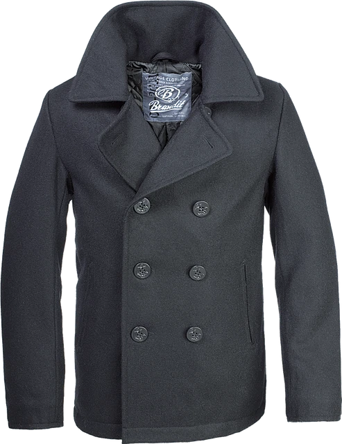 Brandit Giacca Marinara Uomo Lana Cappotto Pea coat Invernale Parka Caban Nera S