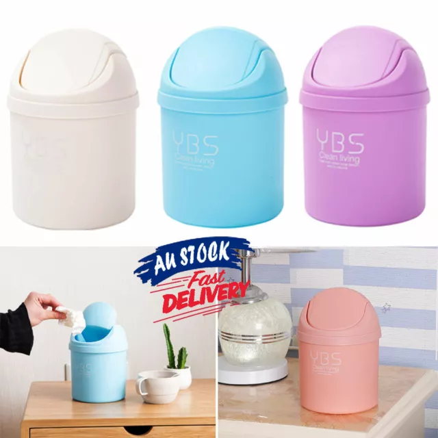 Mini  Waste Bin  Garbage Basket Desktop Table   Home Office Lid Trash Can