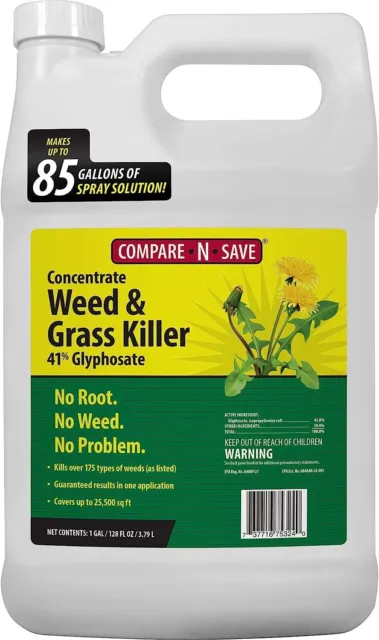 Weed Grass Killer Herbicide 1 Gallon 41% Glyphosate Concentrate Lawn Driveway