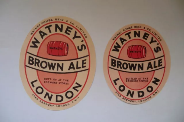 Mint Pair Watney's Stag Brewery London Brown Ale London Brewery Bottle Label
