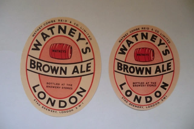 Mint Pair Watney's Stag Brewery London Brown Ale London Brewery Bottle Label