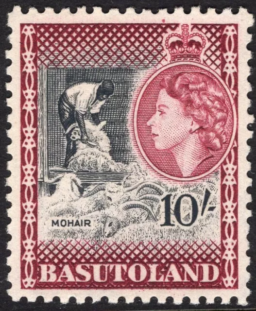 BASUTOLAND-1954-58 10/- Black & Maroon Sg 53 UNMOUNTED MINT