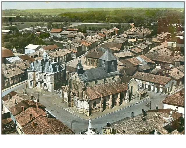 51 .n°34805.la neuville au pont.l hotel de ville et l eglise. cpsm 15 x 10.5 c