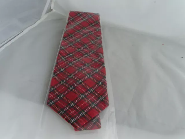 (7B} Tartan Red Red Mens Classic Necktie-TIES-3.3" = 8cm Width-P&P 2UK>1st Class 2