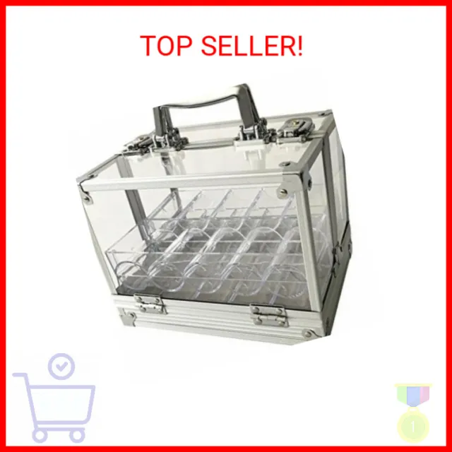 Yuanhe 600 Chip Clear Acrylic Poker Chip Locking Carrier-Includes 6 Chip Racks