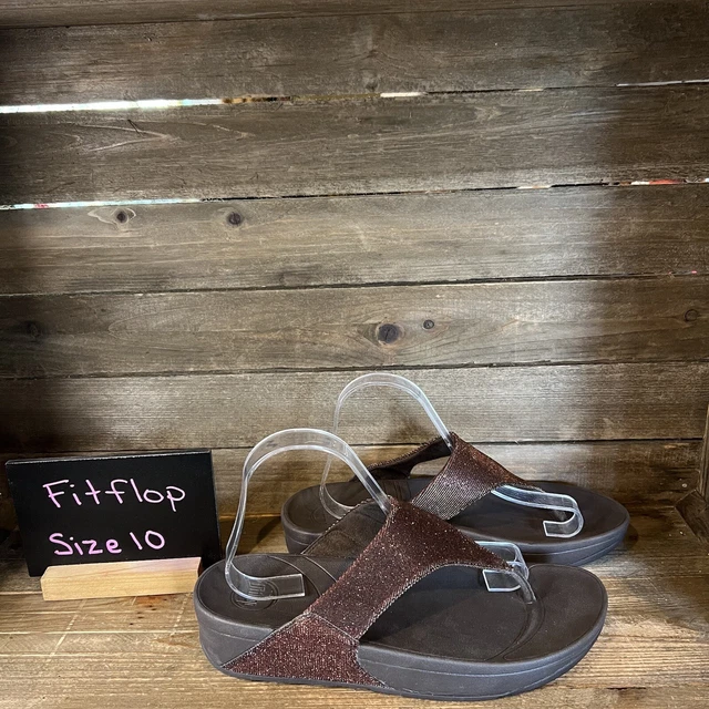 Womens FitFlop Lulu Shimmer Metallic Red Thong Sandals Flip Flops Size 10 M GUC
