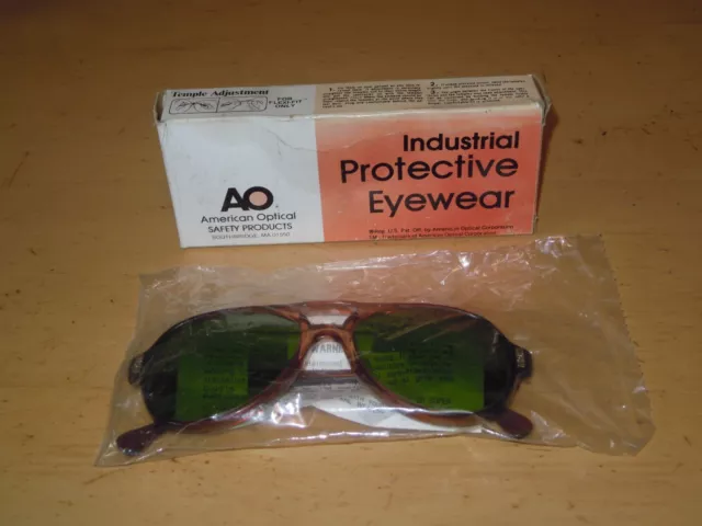 Vtg American Optical Protective Eyewear Safety Sunglasses Eye Glasses Green Lens