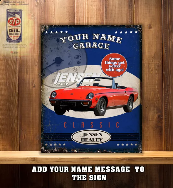 PERSONALISED JENSEN HEALEY WORKSHOP GARAGE SHED Metal Wall Sign BWA RS223