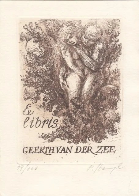 Exlibris Bookplate Radierung Petr Hampl Frauenakt Akt 3