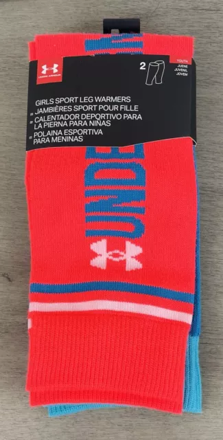 Under Armour Blue/Orange Knit Dance Girls Athletic Leg Warmers 1294854 806 - NWT