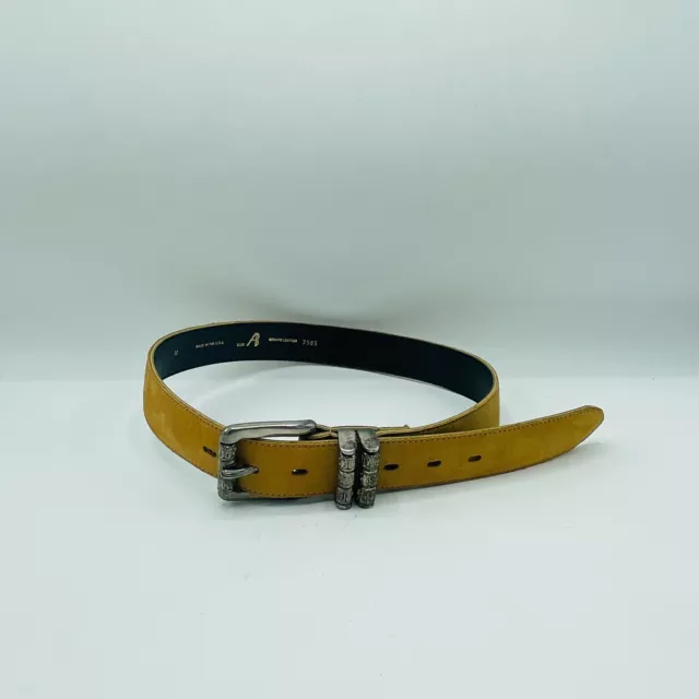Genuine Leather AB USA M Silver Buckle 7985 Suede Leather Light Brown Tan