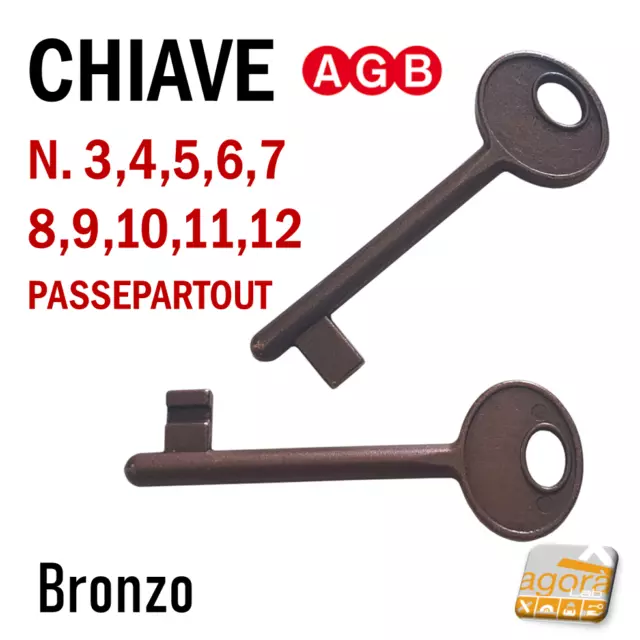 Chiave Serratura Porta Interna Patent Agb Chiavi Cf 3-4-5-6-7-8-9-10-11-12 Bronz