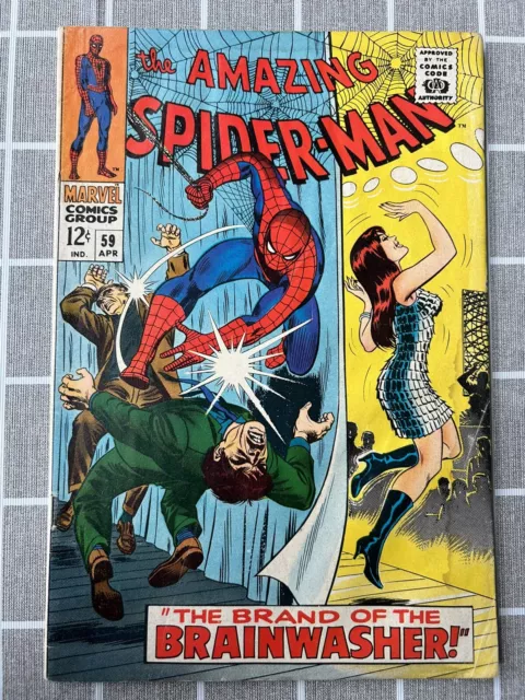 The Amazing Spider Man #59 1st App. of Brain Washer! VF- Condition Vintage  1968