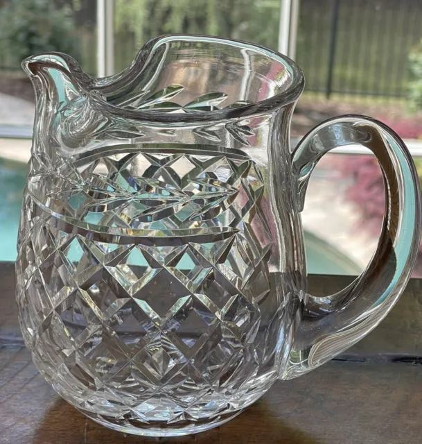 WATERFORD CRYSTAL Pitcher Glandore Pattern Signed, with Ice Lip Ireland, Vintage