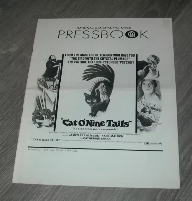 CAT O'NINE TAILS PROMO MOVIE PRESSBOOK DARIO ARGENTO Film JAMES FRANCISCUS