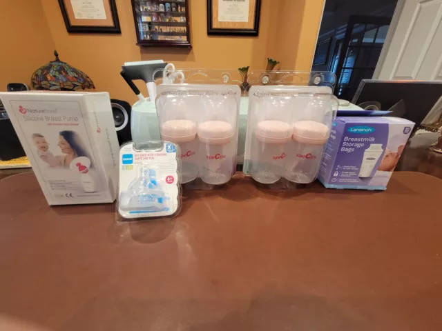 Lot of Spectra Breast Milk Storage Bottles Lansinoh Bags NatureBond Breast Pump