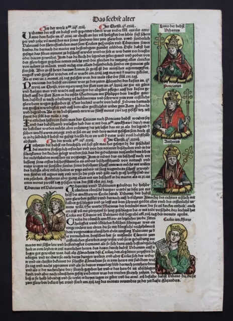 Inkunabel,Schedel Weltchronik,Koloriert,Deutsche Ausgabe Blatt Cxcvi ,1493,Rar