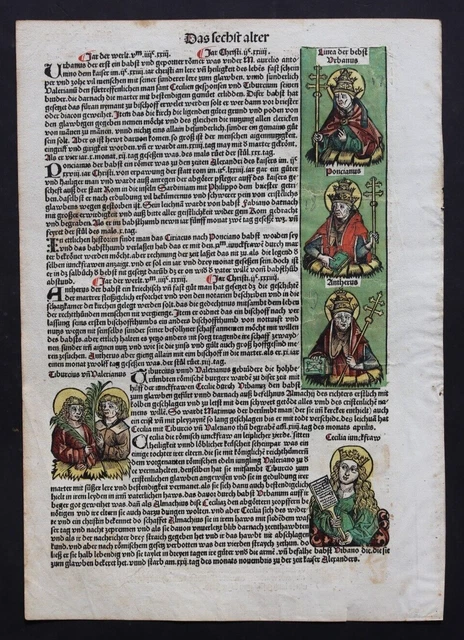 Inkunabel,Schedel Weltchronik,Koloriert,Deutsche Ausgabe Blatt Cxcvi ,1493,Rar