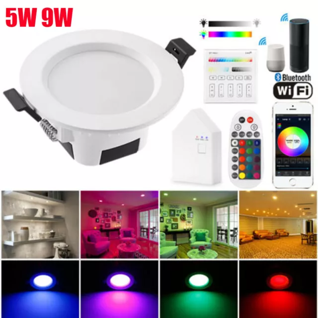 Bluetooth/WIFI 5W 9W LED Downlight Kit Dimmable RGB+CCT Changeable Ceiling Light