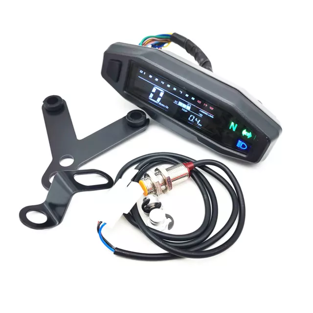 LCD Digital Motorcycle Speedometer Odemeter Tachometer Gear Indicator w/Bracket