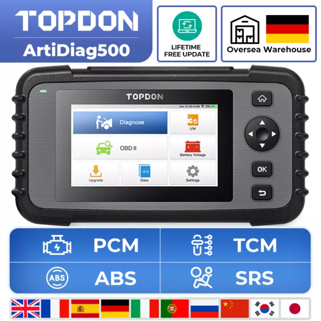 TOPDON ArtiDiag500 OBD2 Diagnoseinstrument Auto VIN DTCs löschen Vollsystem ETS