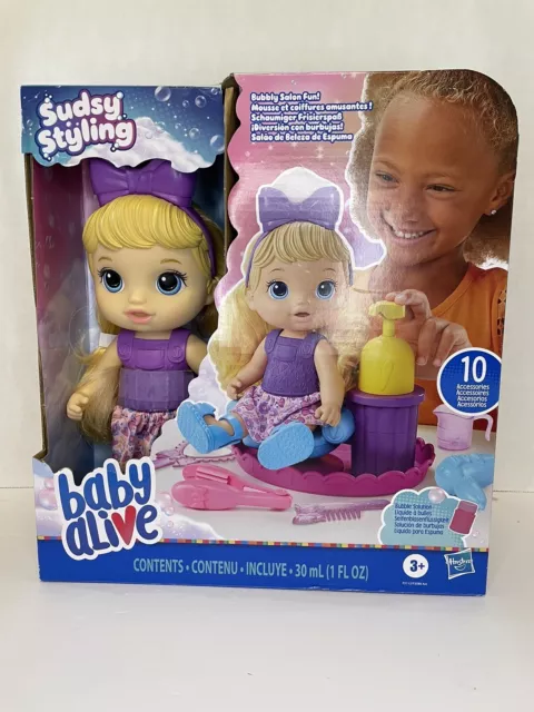 Baby Alive Sudsy Styling Doll 12 Inch Toy Salon Blonde Hair Hasbro NEW SEALED