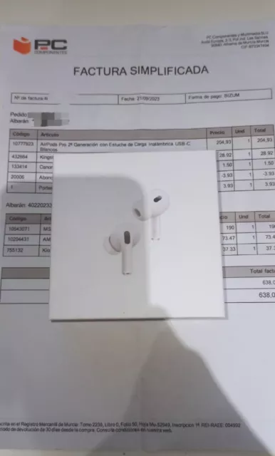 AirPods Pro (2nd generation, USB-C)  Serial Number: FDV93K21NF