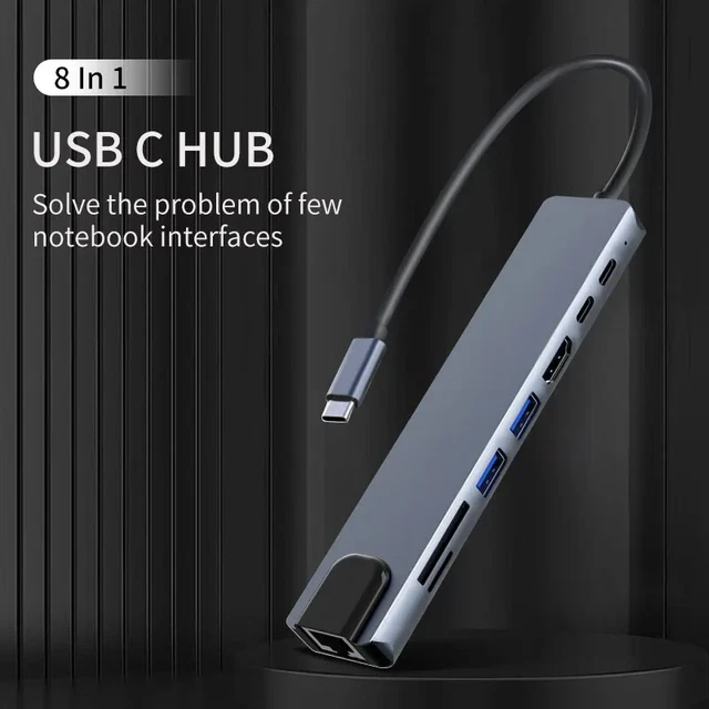 Station d accueil usb c hub type c splitter thunderbolt 3 pc mac rj45